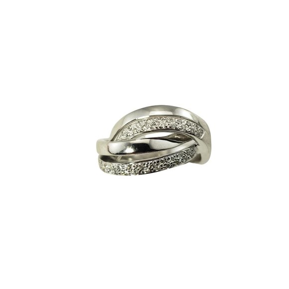 Vintage 14 Karat White Gold and Diamond Band Ring Size 7 #11634